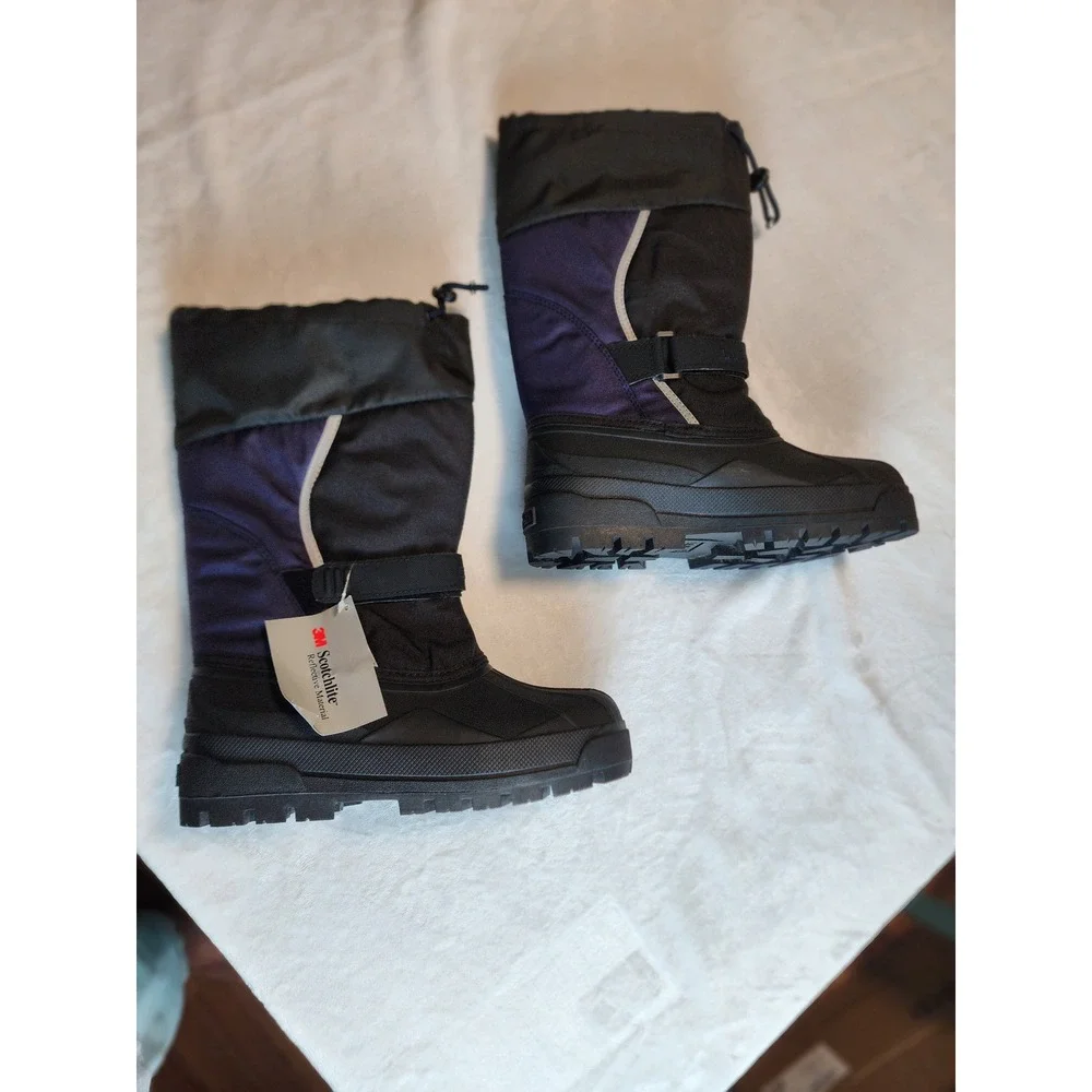 LL Bean Kids Winter Snow Boots‎ Black Purple Insulated Waterproof Size 6